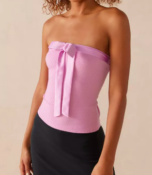 spring fashion pink bow top