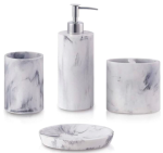 Marble bathroom accessory set