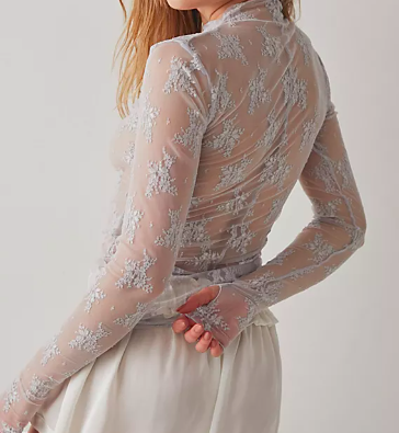 spring fashion sheer lace top