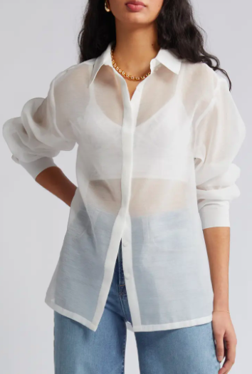 spring fashion sheer button up